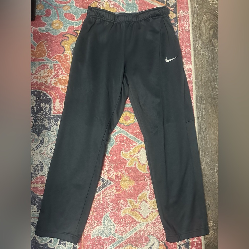 Nike Charcoal Sweatpants with White Logo, Mens Medium